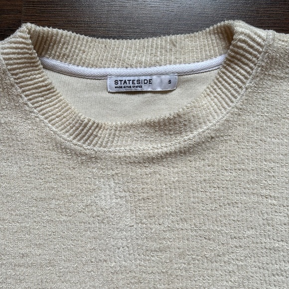 Stateside Jasper Knit Cord Flare Sleeve Top Cream Ribbed Size Small - Picture 4 of 7